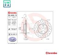 2x BRAKE DISC 09.A455.1X FOR HONDA FR-V CIVIC/VIII/Hatchback STREAM BALLADE 1.7L