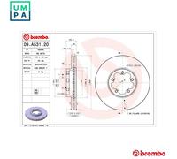 Brembo 09.A531.20 Brake Disc Front 300mm Outer Diameter Fits Ford Transit