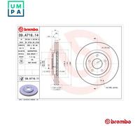 Brembo 09.A716.11 2x Brake Discs Front Fits Nissan Qashqai/Qashqai+2 X-Trail