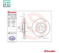 BREMBO Brake disc internally vented 09.A716.21 Brake rotor,Brake discs NISSAN,JUKE (F15),X-TRAIL (T31),Rogue,Sentra VII (B17),TIIDA Schrägheck (C12)