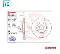 2x BRAKE DISC 09.A728.11 FOR VOLVO FORD CAF488Q3/CAF488Q1 2.0L 4cyl S40 2.4L S40