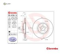 VOLVO V40 Single Brembo Coated Brake Disc Front Hatchback 2012-