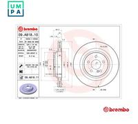 09.A818.11 Rear Brake Discs 2 Pieces Pair 320mm Diameter Vented Braking Brembo