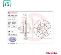 2x BRAKE DISC 09.A905.75 FOR FORD GRAND/C-MAX FOCUS/III/Hatchback/Van/Turnier