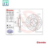 2x BRAKE DISC 09.B754.21 FOR MINI CLUBMAN N12 B14 A 1.4L 9HZ /W16 D16 1.6L 4cyl
