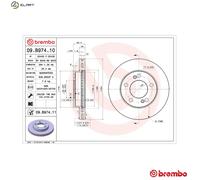 2x BRAKE DISC 09.B974.11 FOR SSANGYONG RHINO/II KORANDO/SPORTS/MUSSO ACTYON 2.3L