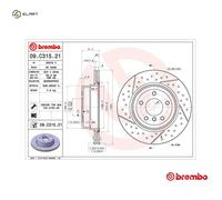 Brembo 09.C315.21 UV Coated vented drilled + Slotted Rear Brake Rotor BMW OE# 34216795754