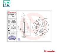 2x BRAKE DISC 09.C657.1X FOR PEUGEOT 308/Hatchback/Van/SW/II HNP /HNV 1.2L 3cyl