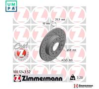 2x BRAKE DISC 100.1243.52 FOR AUDI A4/S4 AWA/ALT 2.0L AMB/AWM/BEX/BFB/AVJ 1.8L