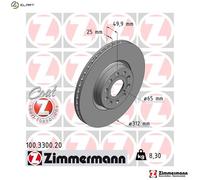 ZIMMERMANN COAT Z Brake disc 100.3300.20 312 25 10/5 5 112 internally vented Coated High-carbon VOLKSWAGEN: Tiguan II, Beetle Convertible