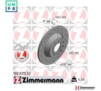 X2 PCS 100.3315.52 BRAKE DISC ZIMMERMANN
