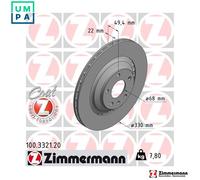 2x BRAKE DISC 100.3321.20 FOR AUDI A6/S6 BPJ/BYK 2.0L 4cyl A6BBJ 3.0L BYU 3.1L