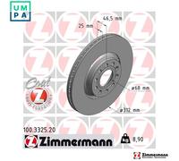 2x BRAKE DISC 100.3325.20 FOR VW ALT/AZM 2.0L BGW/BHW 2.0L AWM 1.8L AVF 1.9L