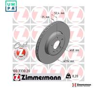 2x BRAKE DISC 100.3330.20 FOR AUDI A4/S4/Allroad A5/S5/Convertible/Sportback A4