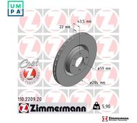 2x BRAKE DISC 110.2209.20 FOR FIAT BRAVO/II STILO/Multi/Wagon IDEA DOBLO/MPV