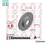 2x BRAKE DISC 150.1268.52 FOR BMW 3/E6/Compact/Z/Roadster/Convertible Z3/E36