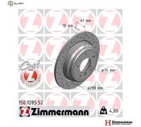 2x Brake disc solid 150.1285.52 ZIMMERMANN for BMW 5