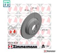2x BRAKE DISC 150.3410.20 FOR BMW 7/E65/E66 M57D30 M54B30 3.0L 6cyl N62B36 3.6L