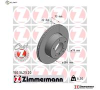 ZIMMERMANN Brake Disc 150.3423.20 Internally Vented for BMW 2x