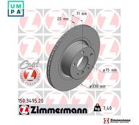 2x BRAKE DISC 150.3495.20 FOR BMW X3/SAV/F25 X4/SUV/F26 N20B16A 1.6L B47D20 2.0L