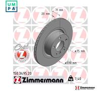 2x BRAKE DISC 150.3495.20 FOR BMW X3/SAV/F25 X4/SUV/F26 N20B16A 1.6L B47D20 2.0L