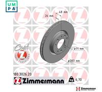 2x BRAKE DISC 180.3026.20 FOR CITROEN C4/GRAND/SPACETOURER/PICASSO/II 1.2L 3cyl
