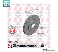 2x BRAKE DISC 230.2369.52 FOR OPEL A 13 DTC/Z 13 DTJ 1.2L 4cyl CORSA D