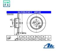 Fits ATE 24.0109-0140.1 Brake Disc OE REPLACEMENT TOP QUALITY