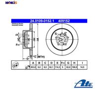 2x BRAKE DISC 24.0109-0152.1 FOR TOYOTA RAV/II/SUV/Mk 1ZZ-FE 1.8L 2AZ-FE 2.4L