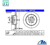 2x BRAKE DISC 24.0109-0152.1 FOR TOYOTA RAV/II/SUV/Mk 1ZZ-FE 1.8L 2AZ-FE 2.4L