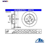 2x Brake disc solid 24.0109-0175.1 ATE for SUZUKI SWIFT III