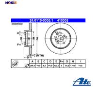 2x BRAKE DISC 24.0110-0305.1 FOR TOYOTA 7A-FE 1.8L 1ZZ-FE 1.8L 2C-TE3S-FE 2.0L