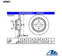 ATE Brake Disc 24.0110-0313.1 - Solid - For Ford Focus I - 2 pcs