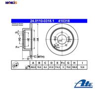 2x BRAKE DISC 24.0110-0318.1 FOR HYUNDAI EMBERA/V JM SONATA TUCSON/SUV/Van NF
