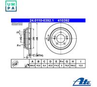 2x BRAKE DISC 24.0110-0392.1 FOR KIA RONDO/IV CARENS/Van D4FD 1.7L G4FD 1.6L