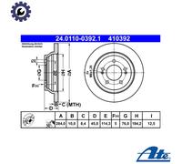 ATE Rear Brake Discs 58411-A4000 - Pair for KIA Carens IV / Rondo IV