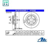 2x BRAKE DISC 24.0110-0395.1 FOR MITSUBISHI OUTLANDER/SPORT/III/SUV/Van ASX 1.6L