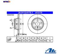 2x BRAKE DISC 24.0112-0175.1 FOR AUDI CBBB/CFGB 2.0L CCTA/CCZA/CDLA/CDMA 2.0L