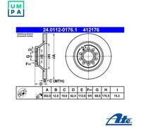 2x BRAKE DISC 24.0112-0176.1 FOR AUDI AUK 3.1L CAJA 3.0L CDYC/CDYA/CDYB 3.0L