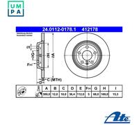 2x BRAKE DISC 24.0112-0178.1 FOR AUDI CMGB/CGLC 2.0L 4cyl A6