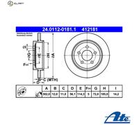 2x BRAKE DISC 24.0112-0181.1 FOR MAZDA FORD L3-VE 2.3L 4cyl TRIBUTEAJ 3.0L 6cyl