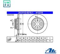 2x BRAKE DISC 24.0112-0210.1 FOR VW AUDI A3/Sportback/S3/Limousine CZBA 1.4L
