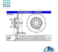 2x BRAKE DISC 24.0112-0214.1 FOR JEEP CHEROKEE/SUV/HATCH/MEDIO EBT/EBSEC1 2.0L