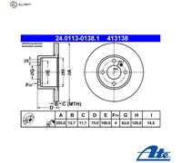 2x BRAKE DISC 24.0113-0138.1 FOR BMW M10B16 1.6L M10B18 1.8L M10B20 2.0L 4cyl
