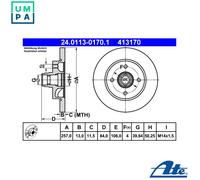 ATE 24.0113-0170.1 Brake disc