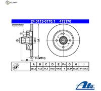ATE 24.0113-0170.1 Brake disc