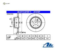Brake disc ATE 24.0113-0197.1 for LAND ROVER RANGE ROVER II (P38A) 4.0 1995-2002
