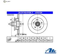 2x BRAKE DISC 24.0116-0104.1 FOR VW CARAVELLE/III/Bus/TRANSPORTER VANAGON/Van