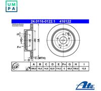 ATE Brake Disc 24.0116-0122.1 - OE Replacement, Top Quality - Fits INFINITI FX 3.5 (2012-2013)