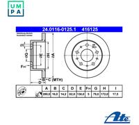 2x BRAKE DISC 24.0116-0125.1 FOR PEUGEOT MANAGER/Platform/Chassis/Van/Bus 2.8L